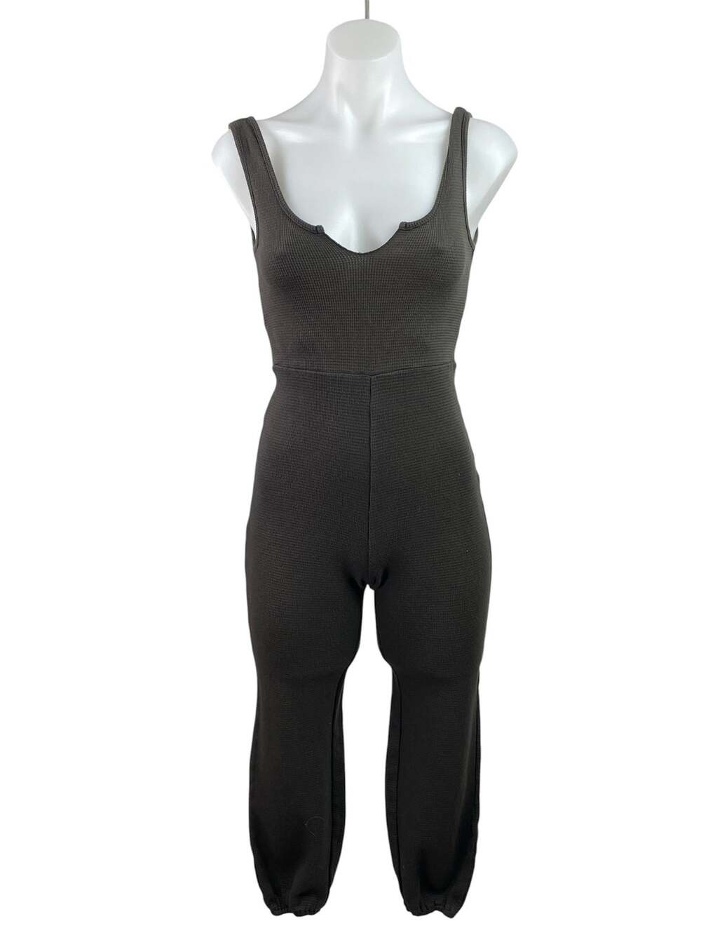 Isalis Women's Gray Sleeveless Ribbed Knit Scoop Neck Romper Jumpsuit Size S